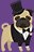 Fancy pug named Frank wearing a tuxedo wearing a top hat
